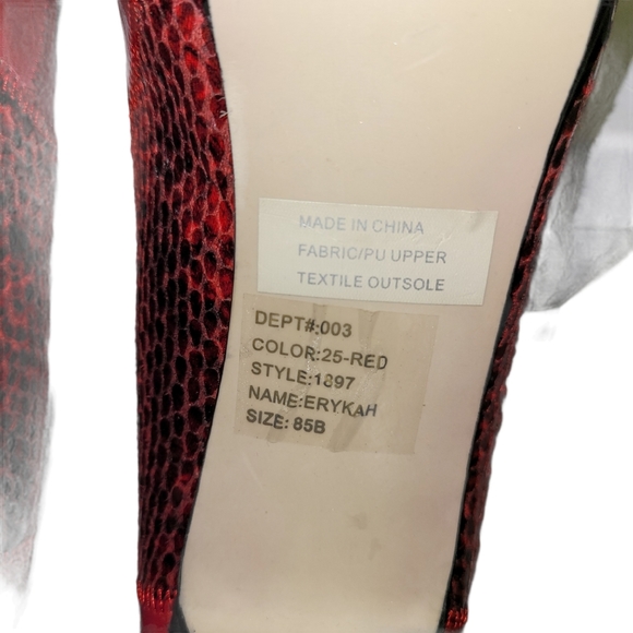 Baker Red Patches Stack Stiletto Heel Square Toe Vintage - Picture 7 of 8